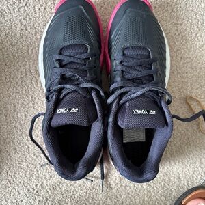 Yonex Women's Blue Athletic Sneakers with Pink Accents